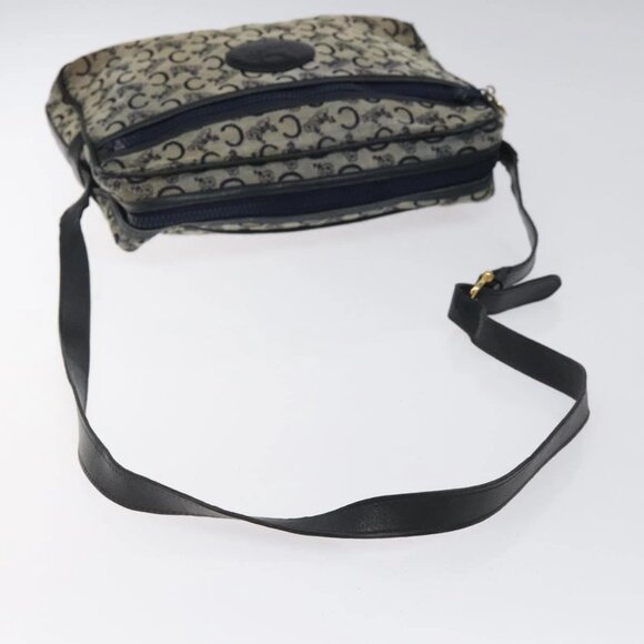 CELINE C Sulky Shoulder Bag Canvas Navy Gold - Picture 5 of 16